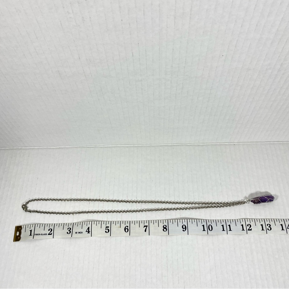 Wire Wrapped Amethyst Pendant Necklace - Picture 4 of 4